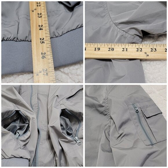 Pudolla Men's Gray Bomber Jacket Long Sleeve Full Zip With Pockets Size Small‎ - Picture 7 of 8